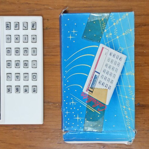 Vintage Electronic Mini Calculator Model 842 and Maped Hole Puncher