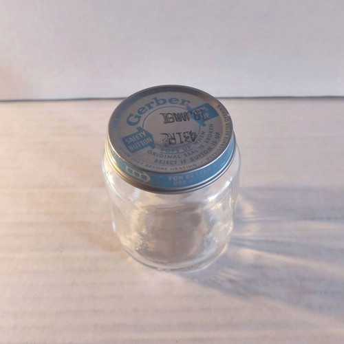 Gerber glass jar used, vintage baby food packaging