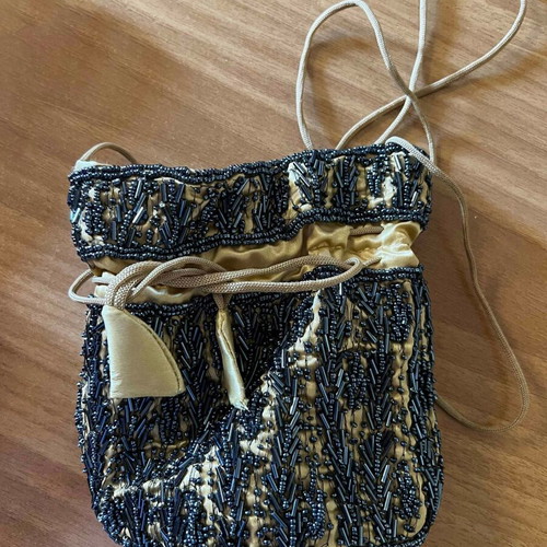 Vintage Indian Beaded Pouch Bag Satin Shoulder Bag New