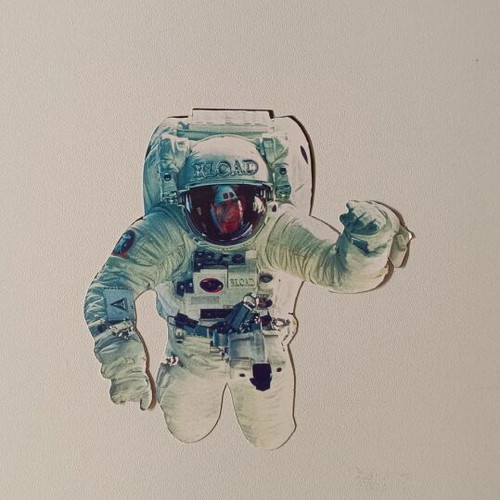 Flyer DJ event Reload shaped like an astronaut, like new