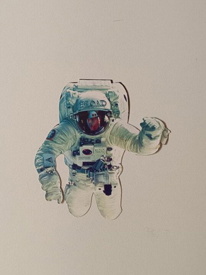 Flyer DJ event Reload shaped like an astronaut, like new