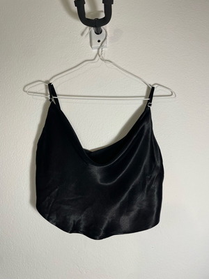 Satin crop lingerie top Bershka size Large like new, black