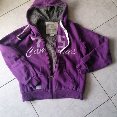 Women's cardigan with fur like new, purple, size S