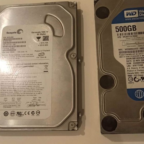 Hard drives and DDR2 RAM like new, 500GB, 80GB, 2GB
