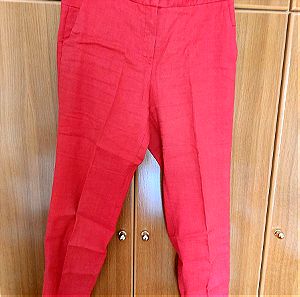 Κόκκινο Παντελόνι Massimo Dutti με λινό