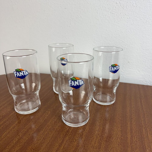 Fanta glass set used, vintage, 4 pieces