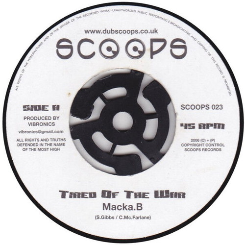 Macka.B Tired Of The War reggae record used