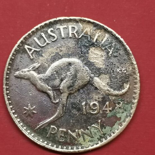 Australian 1 Penny Coin 1948 used, King George VI