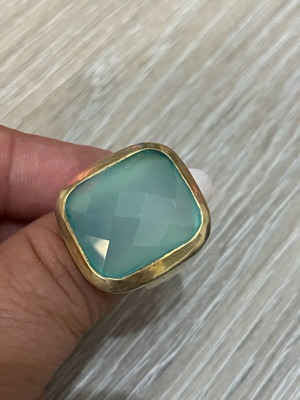 Silver 925 ring gold plated with aqua marine size 65