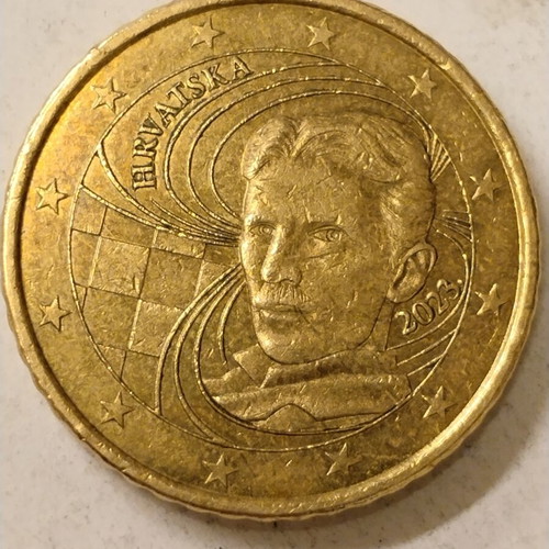 50 Euro Cent Coin used, Nikola Tesla 2023 Croatia