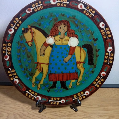 Rudolf Howald Heimberg vintage ceramic decorative plate, Swiss folk art