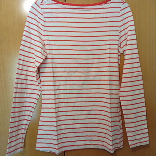 Esmara women's long sleeve blouse like new, white and red, size M