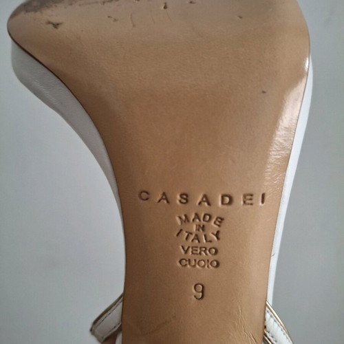 Casadei sandals white and gold used, size 39.5
