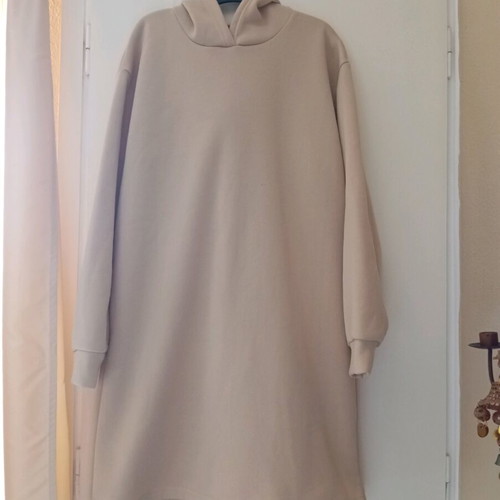 Beige dress with fleece lining and hood new