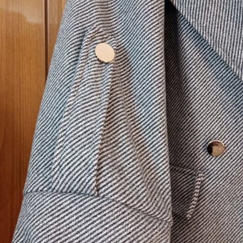 Warm gray coat like new with silver buttons, one size
