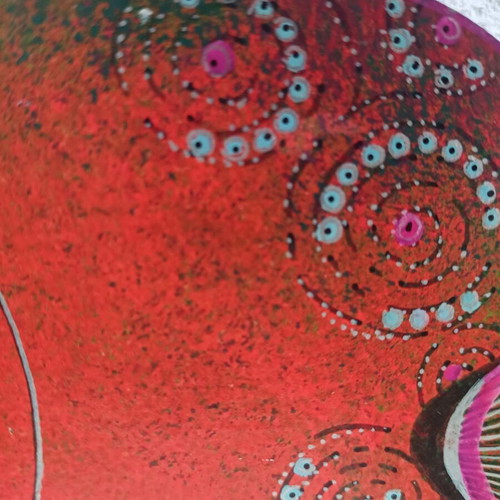 Decorative Fish painting on metal new, wooden base