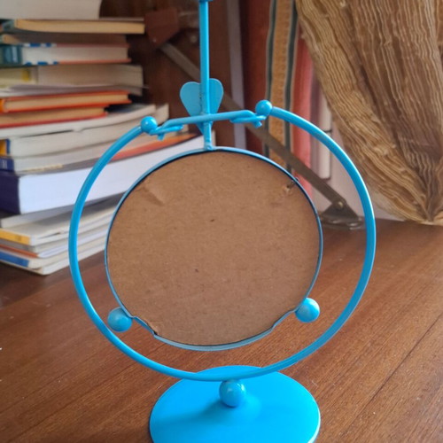 Blue metal tabletop photo frame, 15 cm height