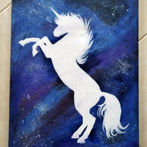Handmade unicorn painting made to order, acrylic on canvas 50x70