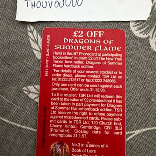 Vintage BT UK Phonecard Dragons of Summer Flame used