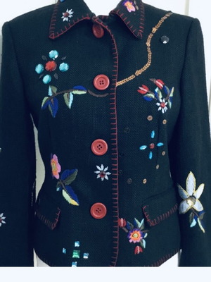 Zara Basic Embellished Linen Blend Jacket size M like new