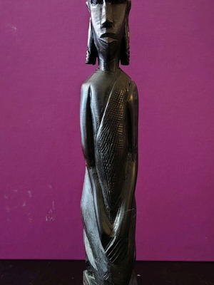 Wooden carved statue of African man new, ebony