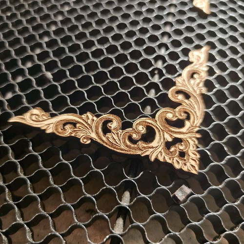 Wooden decorative elements with laser cut and engraving, new