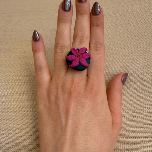 Handmade clay ring like new, adjustable size