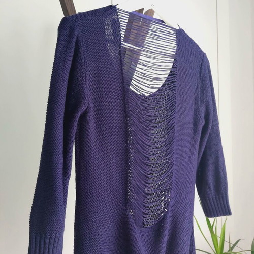 Atmosphere long knitted sweater used blue-purple with special back size M