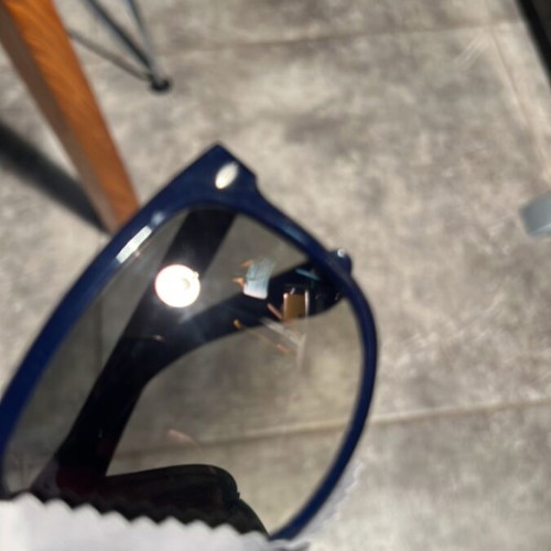 Ray-Ban 4147 sunglasses, blue semi-transparent frame, tinted lenses