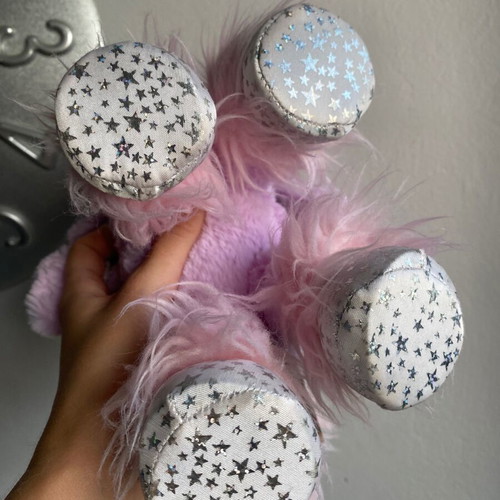 Pegasus plush toy pale pink and light purple with silver stars used