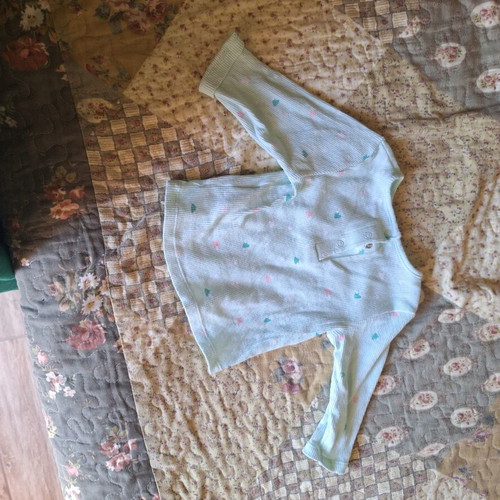 Cotton baby shirt blue ribbed, like new, 6-9 months