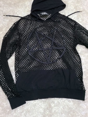 Killstar fishnet hoodie used, goth punk sweatshirt