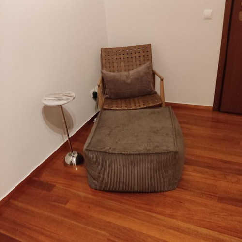 Chair and pouf, brown
