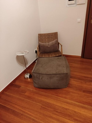 Chair and pouf, brown