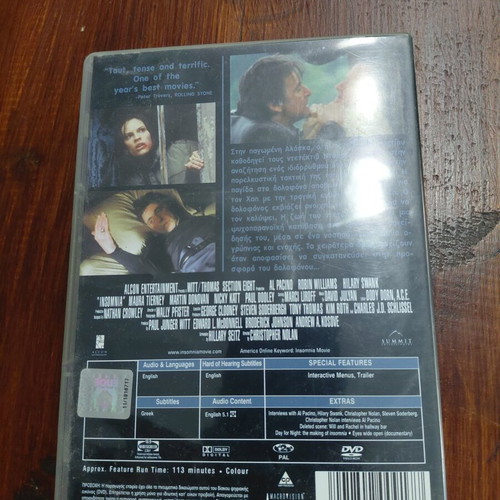 Insomnia DVD like new psychological thriller with Al Pacino and Robin Williams