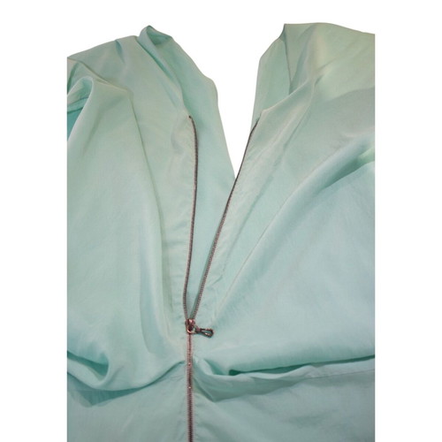 Roland Mouret silk midi seafoam dress with draped V neckline