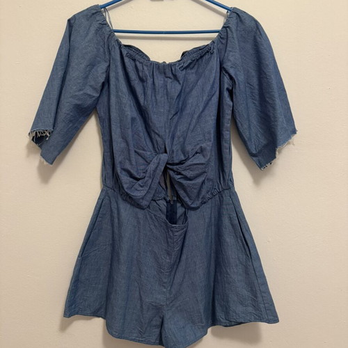 Zara denim jumpsuit like new with back and belly openings