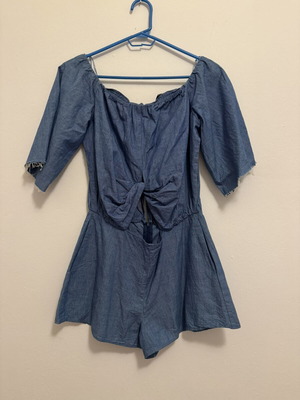 Zara denim jumpsuit like new with back and belly openings
