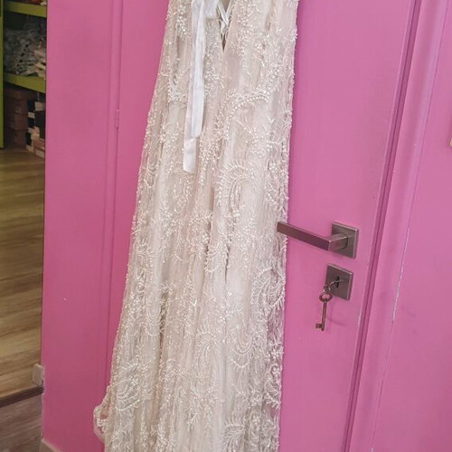 Vintage wedding dress with Chantilly lace from France new, white, sizes S M L