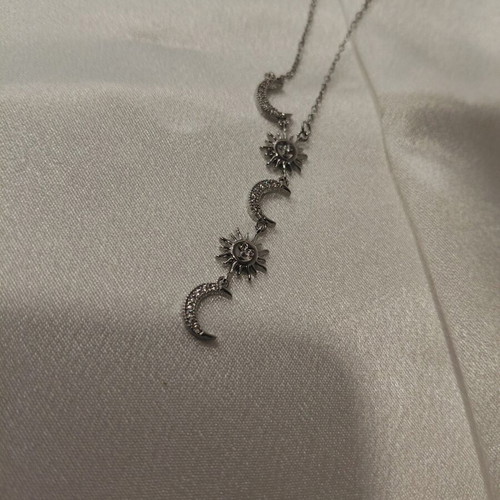 Steel tie chain silver color with moon designs new