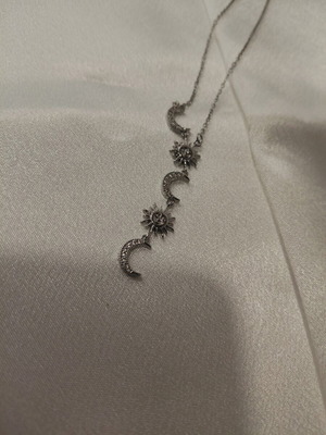 Steel tie chain silver color with moon designs new