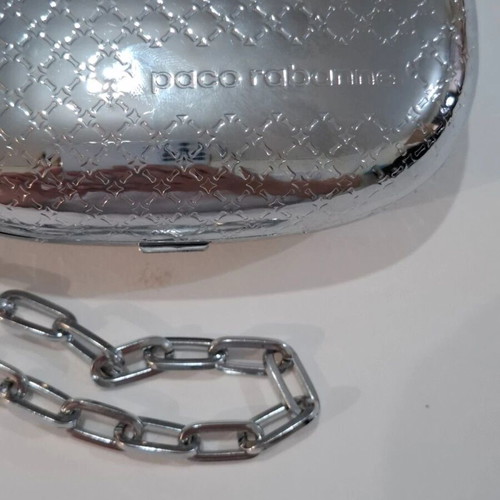 Paco Rabanne Silver Metal Clutch Bag new with chain strap
