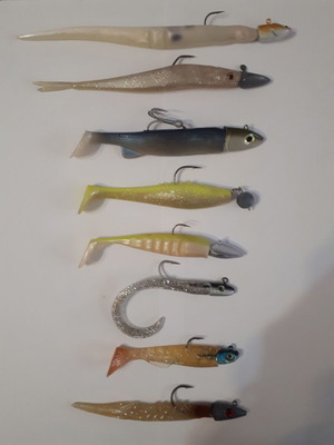 Fishing silicone lures new, pack of 8 pieces