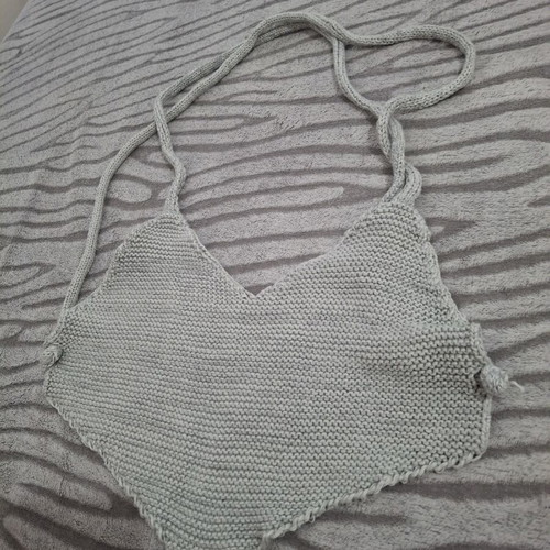 Handmade knitted top, grey, size M