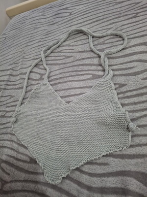 Handmade knitted top, grey, size M