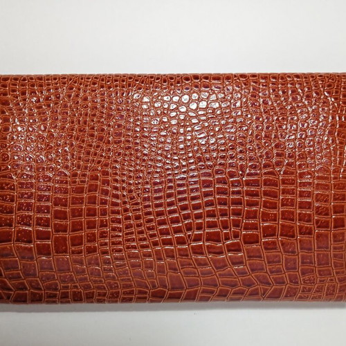 Leather wallet croco design brown women's new