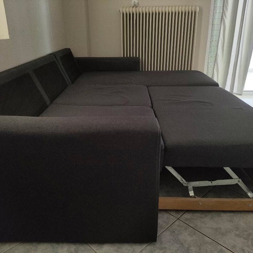 Corner sofa bed, grey, 220x152 cm