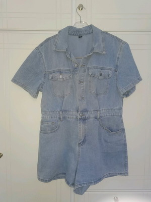 Shein denim one-piece shorts like new, size XL, blue