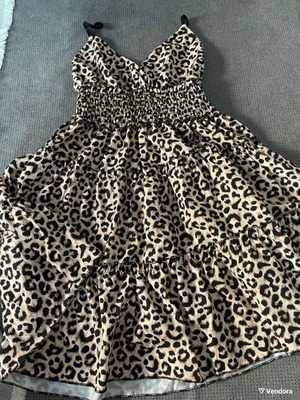 Leopard summer dress new, size S, black and brown