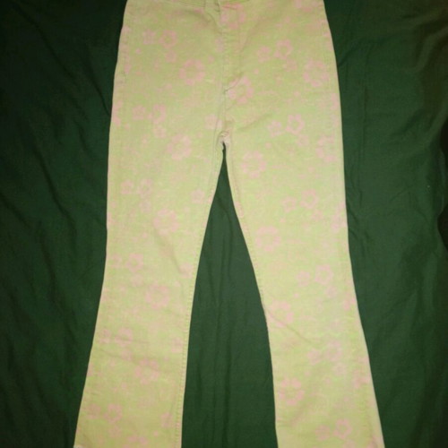 Zara high-waisted cropped jeans like new, green with pink flowers